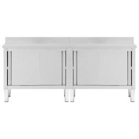 vidaXL Mesas trabalho c/ portas correr 2pcs 200x50x(95-97)cm aço inox.