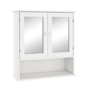 Bathroom Wall Cabinet With Double Mirror Doors And Shelves