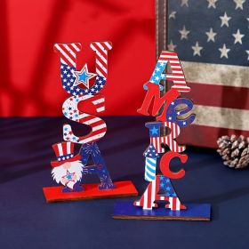 1pc Wooden Decorations; Independence Day Decorations Independence Day American Pattern Ornament Independence Day Arrangements