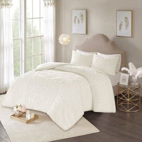 3-Piece Tufted Cotton Chenille Medallion Duvet Cover Set