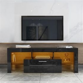 FashionTVstandTVcabinet,EntertainmentCenter,TVstationTV console,media console,with LEDlight belt,light belt remote control,toughenedglassshelf