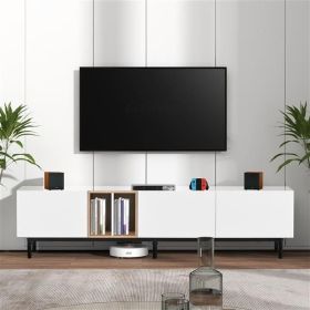 Modern TV Stand for 80'' TV with 3 Doors, Media Console Table, Entertainment Center with Large Storage Cabinet for Living Room, Bedroom