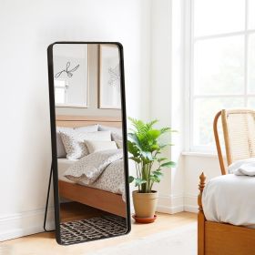 Aluminum alloy rounded rectangle painted black full-length mirror 71 *28 * 2 inch Bathroom Vanity Mirror for Bedroom Entryway, Living/Dressing Room