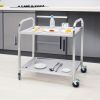 SOGA 2X 2 Tier 86x54x94cm Stainless Steel Kitchen Dinning Food Cart Trolley Utility Round Large