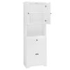 Tall Bathroom Cabinet with Four Doors, Large Storage Space Open Shelve, Upper Storage Cabinet, White