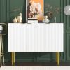 Modern Simple & Luxury Style Sideboard Particle Board & MDF Board Cabinet with Gold Metal Legs & Handles, Adjustable Shelves for Living Room