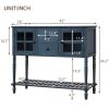 Sideboard Console Table with Bottom Shelf, Farmhouse Wood/Glass Buffet Storage Cabinet Living Room (Antique Navy)