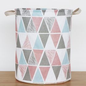 Household cloth dirty clothes basket (Option: Grey Pink Triangle)