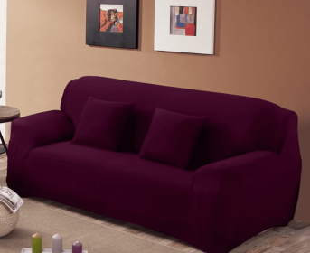 Solid Corner Sofa Covers Couch Slipcovers Elastica Material Sofa Skin Protector Cover Sofa Armchair (Option: Grape-Two seat)