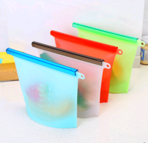 Silicone fresh-keeping bag vacuum sealed bag food  storage bag refrigerator food fruit storage bag (Option: 4 colors-1000ml)