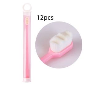 Ultra-fine Toothbrush Super Soft Bristle Deep Cleaning Brush Portable For Oral Care Tools Teeth Care Oral Cleaning Travel (Option: 12pcs Wavy Pink)