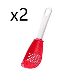 Multifunctional Slotted Spoon Grinding Cooking Spoon Mashed Auxiliary Food Ginger Garlic Spoon Press Potatoe Stir-frying Spatula Kitchen Gadget (Option: Red 2pcs)