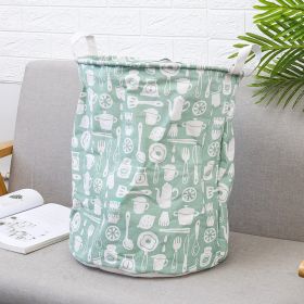 Household cloth dirty clothes basket (Option: Green tableware)