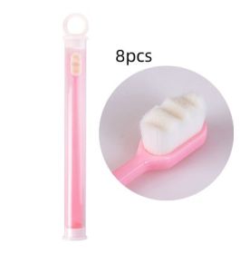 Ultra-fine Toothbrush Super Soft Bristle Deep Cleaning Brush Portable For Oral Care Tools Teeth Care Oral Cleaning Travel (Option: 8pcs Wavy pink)