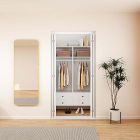 Livelylodge Modular Closet Organizer System: Modern White Open Wardrobe Closet for Bedroom Walk In Closet with 2 Drawers & 6 Shelves & 1 Hanging Rods (Color: YG-A2A2)