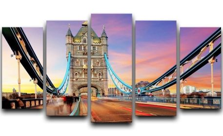 Tower bridge Motion 5 Split Panel Canvas (Type: Standard Framed Canvas Print (Split-Panel), size: 44" x 24" / 115cm x 65cm (Approx))