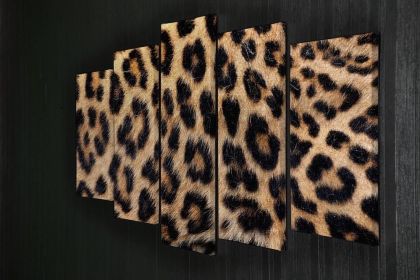 Leopard skin texture 5 Split Panel Canvas (Type: Standard Framed Canvas Print (Split-Panel), size: 64" x 32" / 162cm x 85cm (Approx))