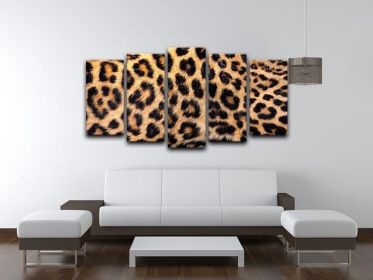 Leopard skin texture 5 Split Panel Canvas (Type: Standard Framed Canvas Print (Split-Panel), size: 84" x 40" / 214cm x 100cm (Approx))