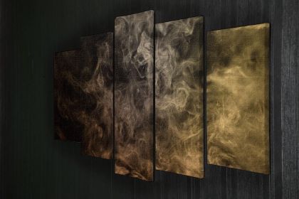 Smoke Art 5 Split Panel Canvas (Type: Standard Framed Canvas Print (Split-Panel), size: 64" x 32" / 162cm x 85cm (Approx))