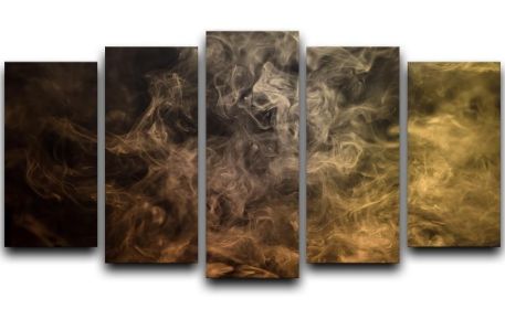 Smoke Art 5 Split Panel Canvas (Type: Standard Framed Canvas Print (Split-Panel), size: 44" x 24" / 115cm x 65cm (Approx))