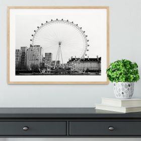 The London Eye Framed Print (Color: Black, size: 24" x 16" / 60cm x 40cm (approx))