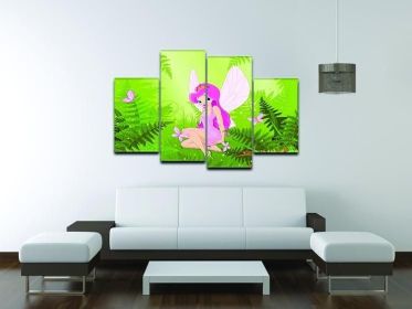 cute fairy into magic forest 4 Split Panel Canvas (Type: Standard Framed Canvas Print (Split-Panel), size: 67" x 44" / 170cm x 115cm (Approx))